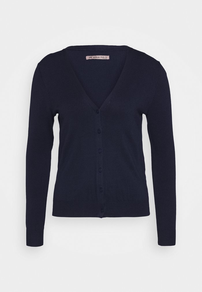 Cardigan Anna Field Basic V Neck Bleu Foncé Femme | JBJ-1557979